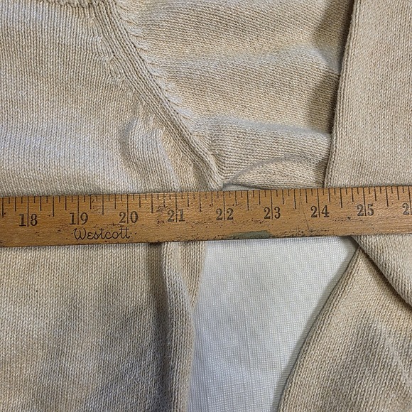 Eclectic Grandpa Men's 1/4 Zip Sweater Large Beige Cotton Knit Pullover - Picture 7 of 8